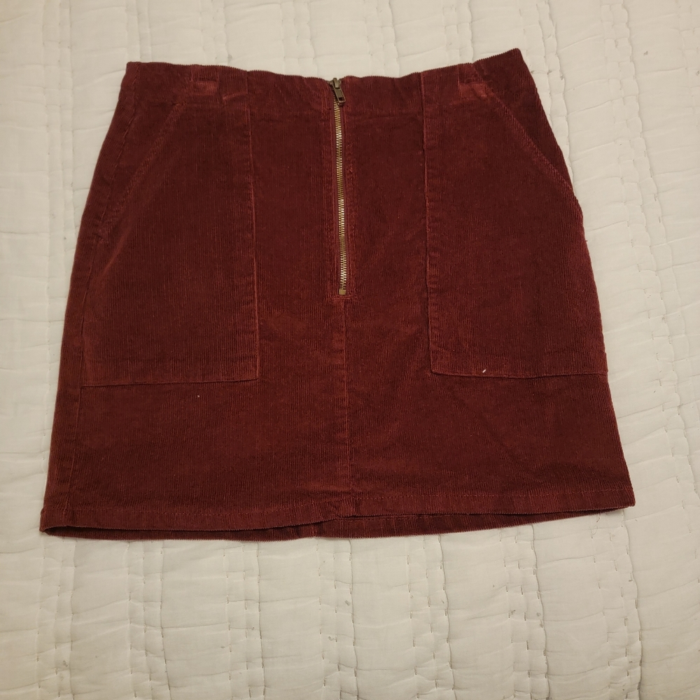 Red Corduroy Skirt